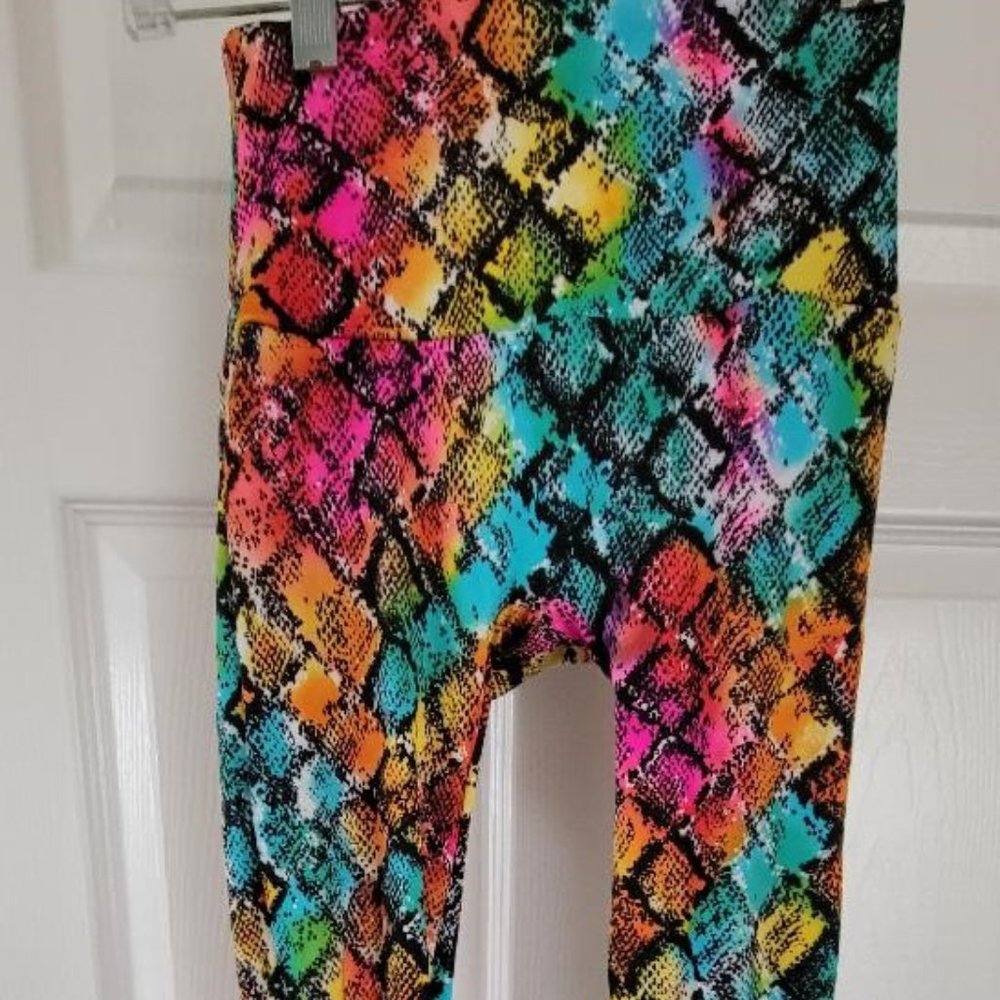 K-DEER Rainbow Snake High Rise Skinny Leggings Small